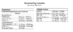 Shortened Day Schedule 